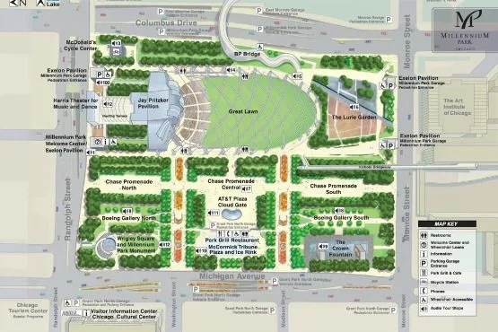 Mapa del Parque del Milenio Chicago
