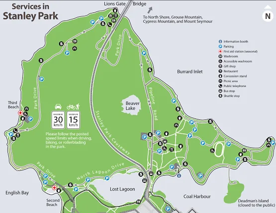 Mapa parque Stanley Vancouver