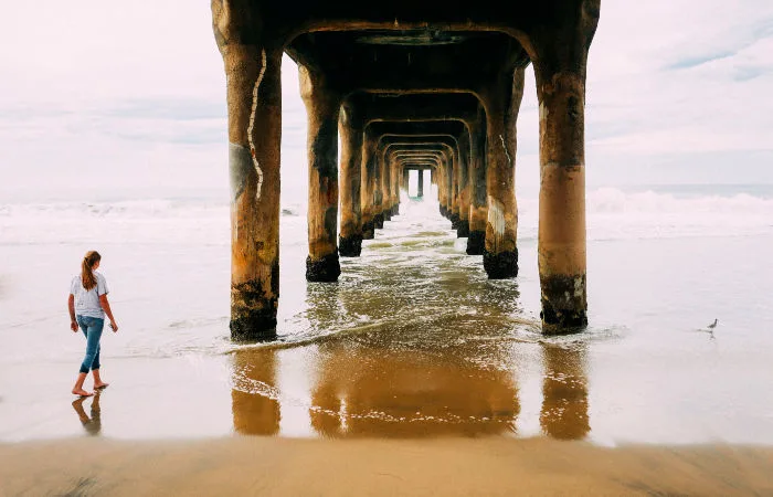 walking on the beach