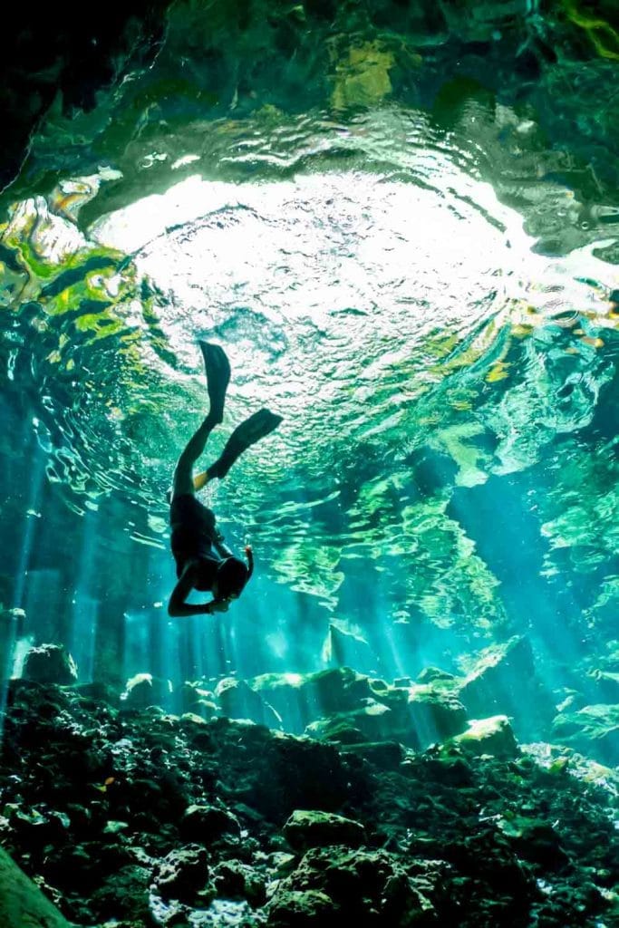 diving in cenote 683x1024