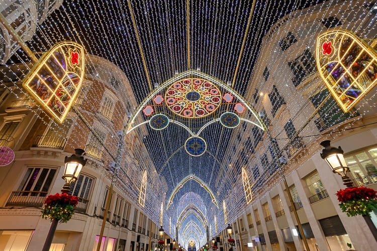 Calle Marques de Larios en Málaga en Navidad