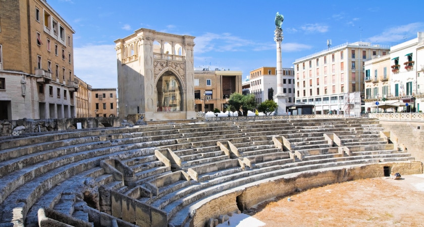 Anfiteatro Romano de Lecce en Puglia, Italia