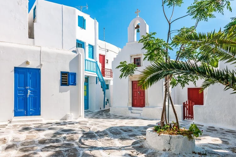 Calles coloridas de Mykonos Grecia