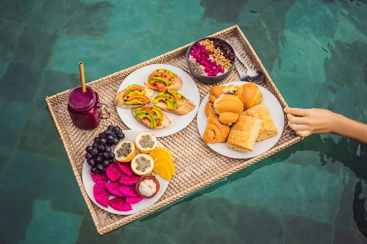 Floating breakfast during 2 weeks in Bali itinerary