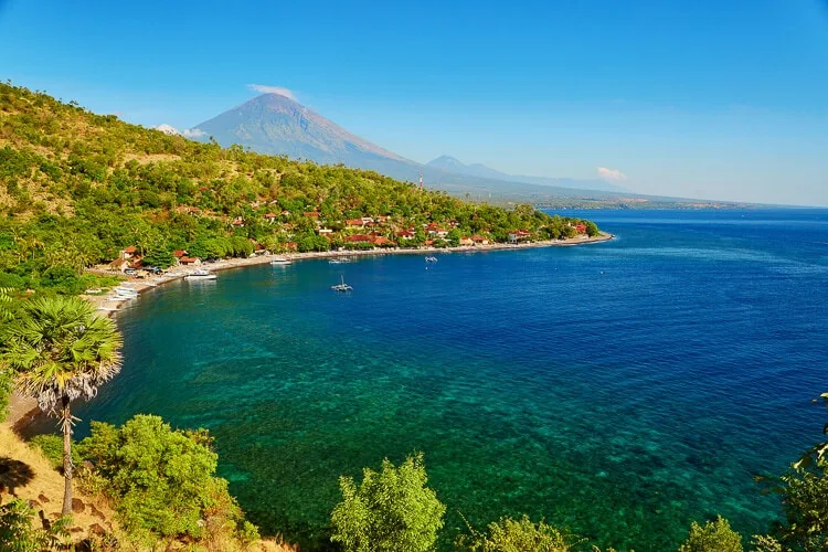 View of Amed beach in Bali
