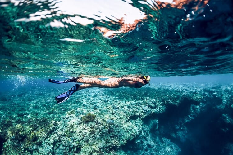 woman snorkeling in Bali