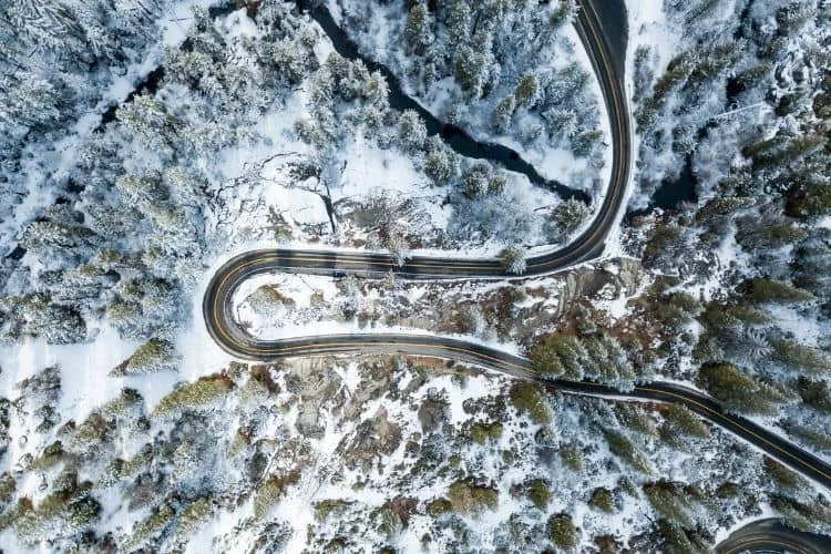 Winter in California shot by drone