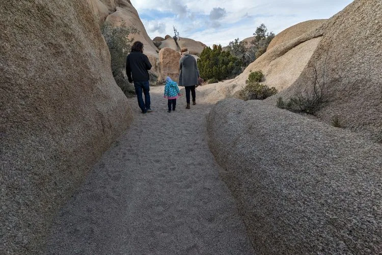 child and parents on discovery trail