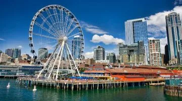 Waterfront of Seattle on a sunny day